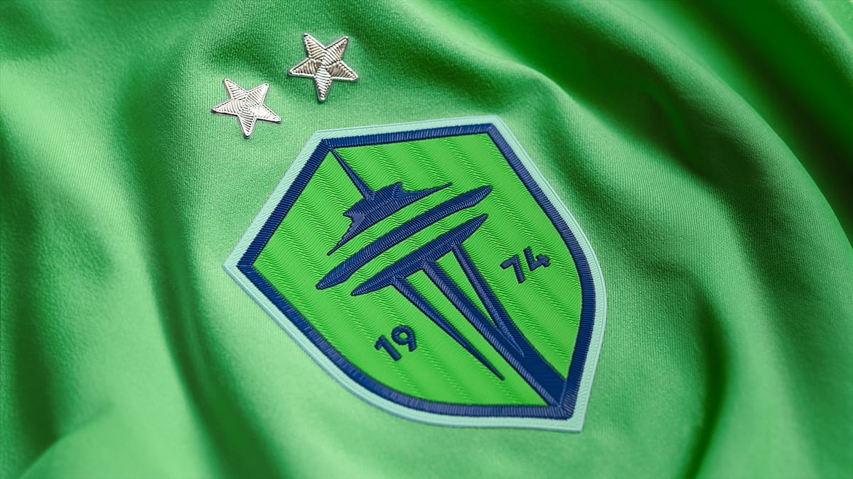 the reimagined Seattle Sounders crest and colors